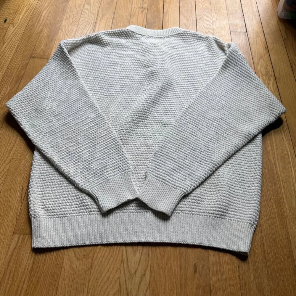 Vintage Henley Fisherman Pullover Sweater Munsingwear Size L Cream Waffle Knit